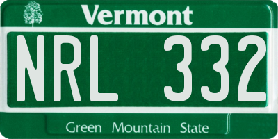 VT license plate NRL332
