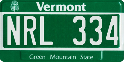 VT license plate NRL334