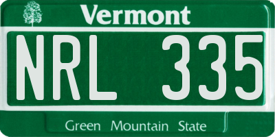 VT license plate NRL335
