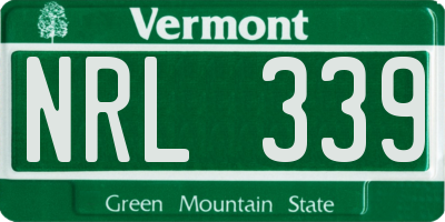 VT license plate NRL339
