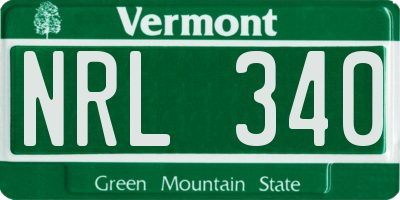 VT license plate NRL340