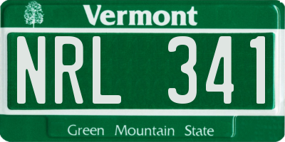 VT license plate NRL341