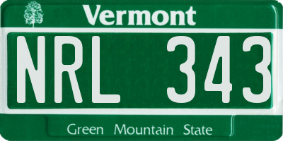 VT license plate NRL343
