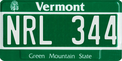 VT license plate NRL344