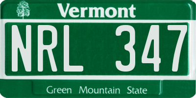 VT license plate NRL347