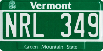 VT license plate NRL349