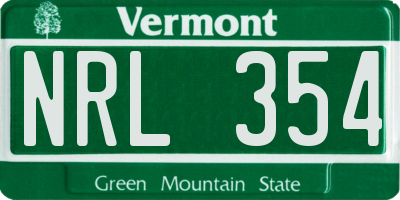 VT license plate NRL354