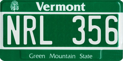 VT license plate NRL356