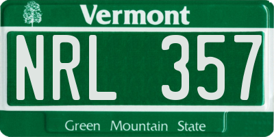 VT license plate NRL357