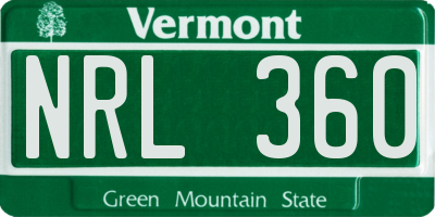 VT license plate NRL360