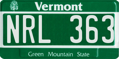 VT license plate NRL363