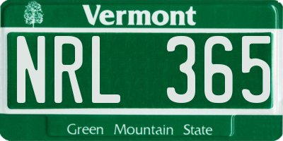VT license plate NRL365