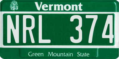 VT license plate NRL374