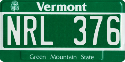 VT license plate NRL376