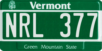 VT license plate NRL377