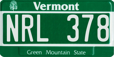VT license plate NRL378