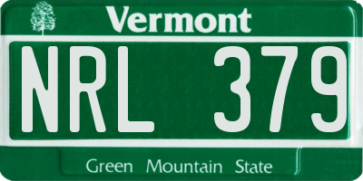 VT license plate NRL379
