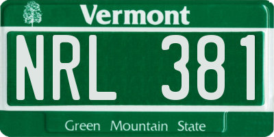 VT license plate NRL381