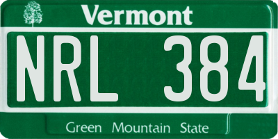 VT license plate NRL384