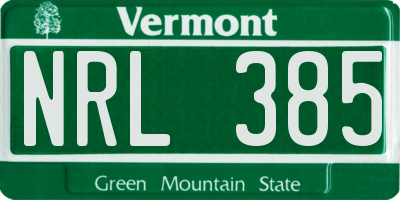 VT license plate NRL385