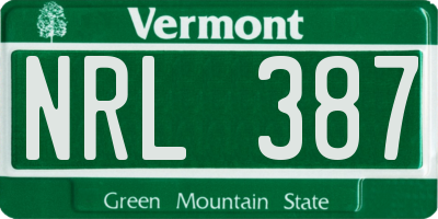 VT license plate NRL387