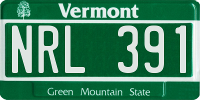 VT license plate NRL391