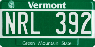 VT license plate NRL392