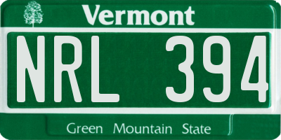 VT license plate NRL394