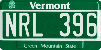 VT license plate NRL396