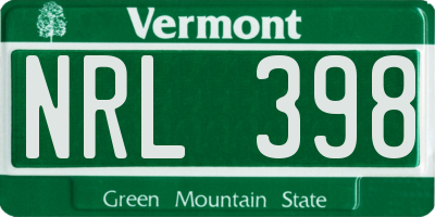 VT license plate NRL398