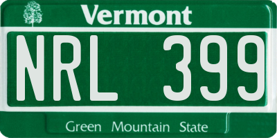 VT license plate NRL399