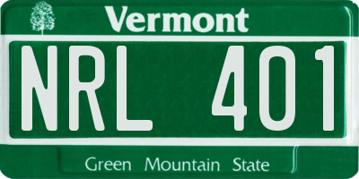 VT license plate NRL401