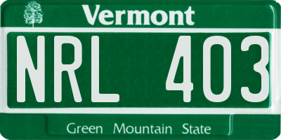 VT license plate NRL403