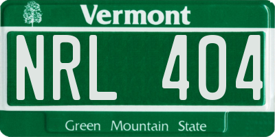 VT license plate NRL404