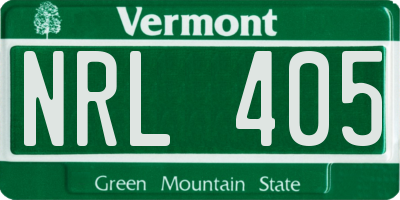 VT license plate NRL405