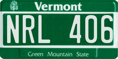 VT license plate NRL406