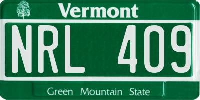 VT license plate NRL409