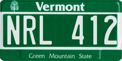 VT license plate NRL412