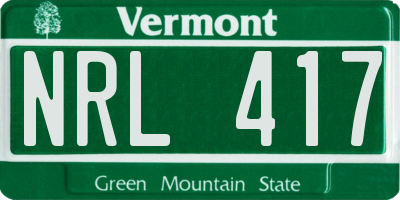 VT license plate NRL417