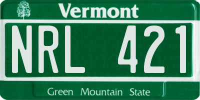 VT license plate NRL421