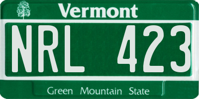 VT license plate NRL423