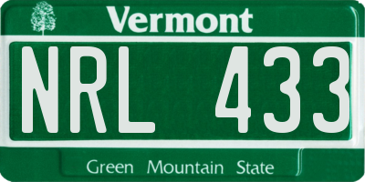 VT license plate NRL433