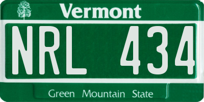 VT license plate NRL434