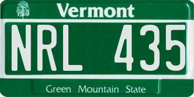 VT license plate NRL435