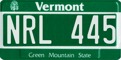 VT license plate NRL445