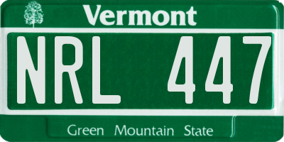 VT license plate NRL447