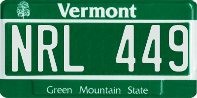 VT license plate NRL449