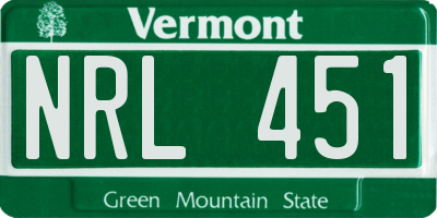 VT license plate NRL451