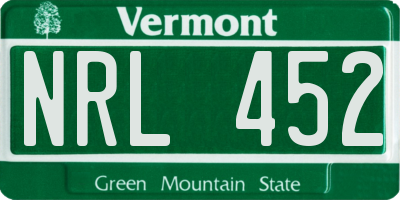 VT license plate NRL452