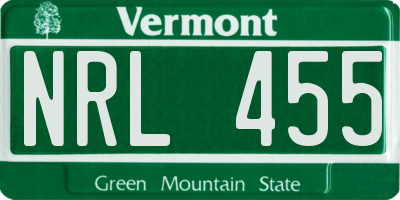 VT license plate NRL455